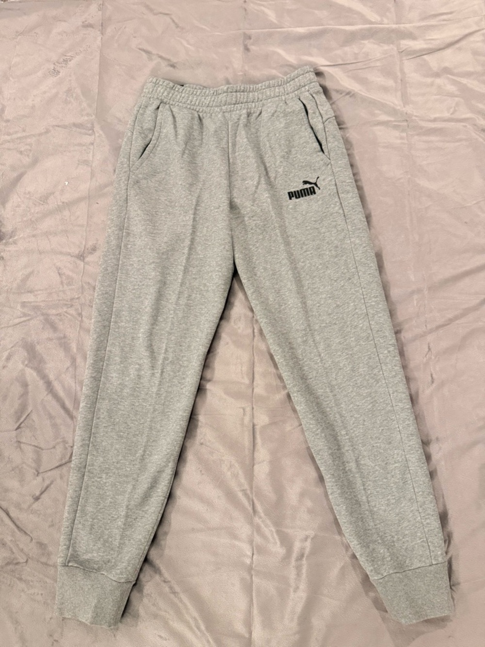 Puma Men’s Heather Gray Fleece Joggers - Size Medium